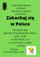 Zaproszenie na wykłady Uniwersytetu Otwartego w Ząbkach